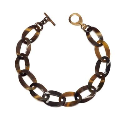 Brown Natural horn curb link necklace