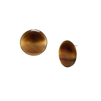 Natural brown horn disc earring