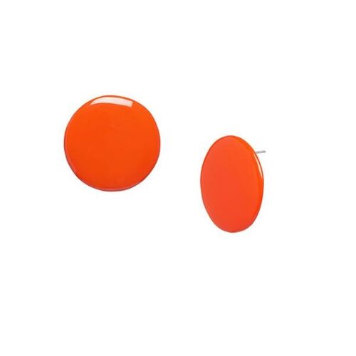 Orange horn disc earring