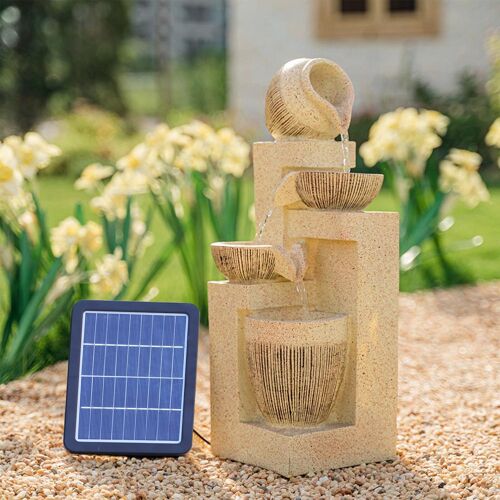 Livingandhome Outdoor LED Water Fountain Rockery Decor Solar Power