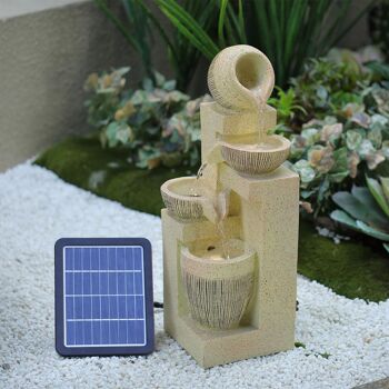 Livingandhome extérieur LED fontaine d'eau rocaille décor énergie solaire 3