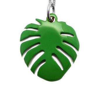 Pendentif feuille de palmier en corne verte - Argent 2