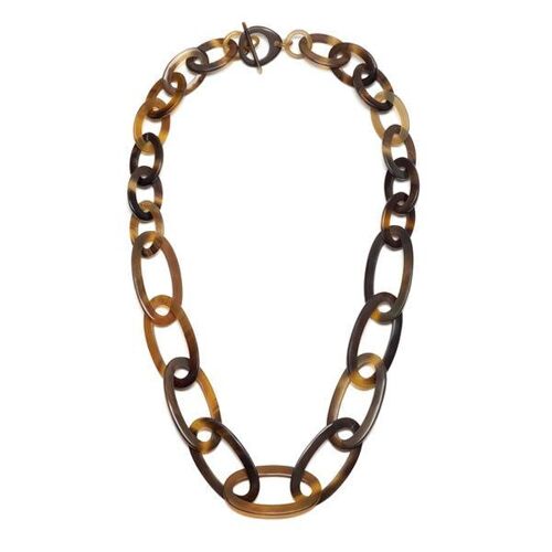 Brown Natural Oval link horn necklace