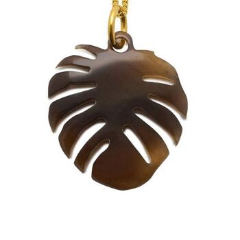 Pendentif feuille de palmier en corne marron - Doré 2