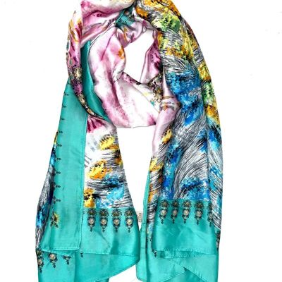 LN-30 Feather print silk touch scarf