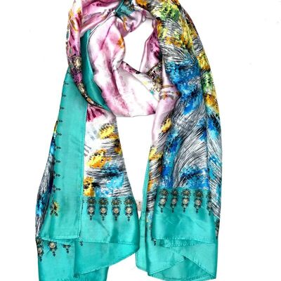 LN-30 Feather print silk touch scarf