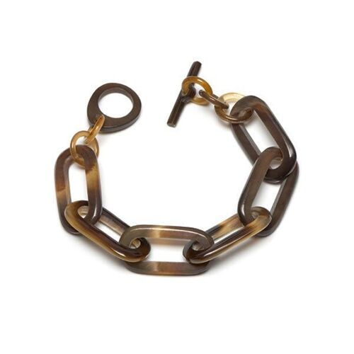 Brown Natural Rectangle link horn bracelet