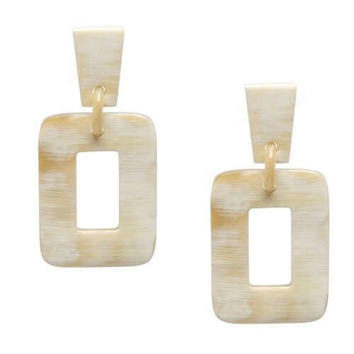 Horn rectangle shaped drop earring - White Natural