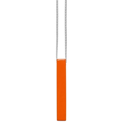 Orange rectangle horn pendant - Silver