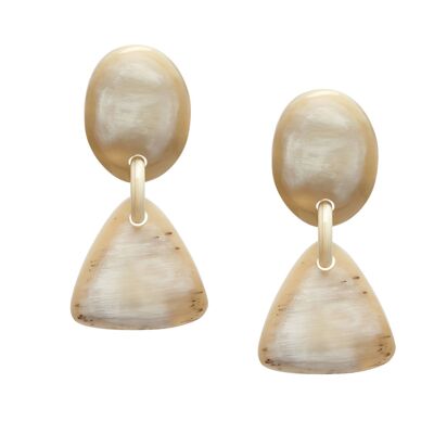 White natural oval and triangle horn earring