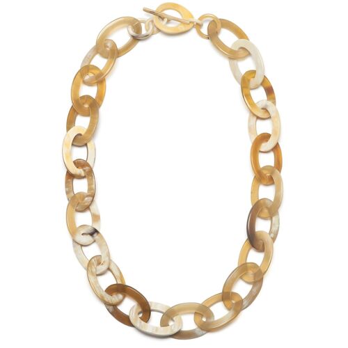 White natural Mid length oval link horn necklace