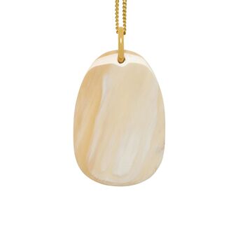 Pendentif corne ovale blanche - Or 2