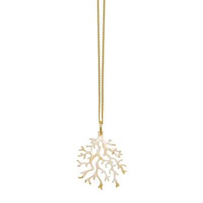 White coral shaped pendant - Gold