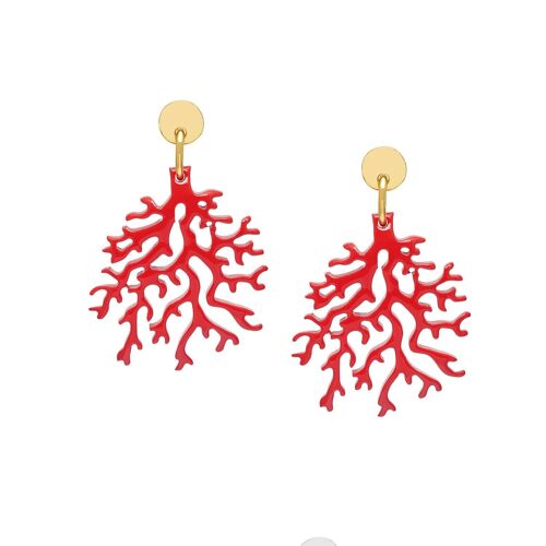 Pink coral shaped earring - Gold