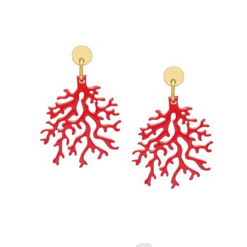 Boucle d'oreille forme corail rose - Doré 1