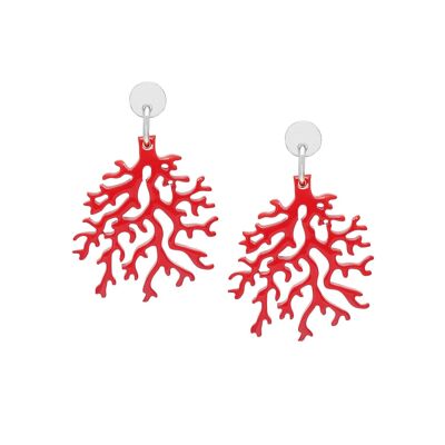 Pink coral shaped earring - Silver
