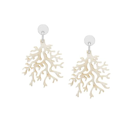 White coral shaped earring - Silver