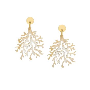 Boucle d'oreille forme corail blanc - Doré 1