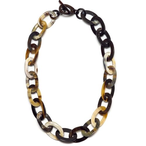 Black natural Mid length oval link horn necklace