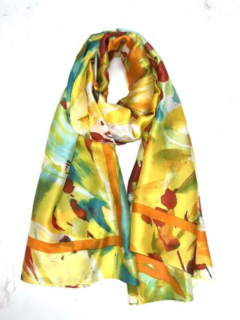 LN-31 Foulard touche soie imprimé peinture 5