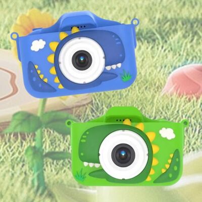 Fotocamera digitale per dinosauri per bambini Fotocamera anteriore/posteriore 1080P e giochi