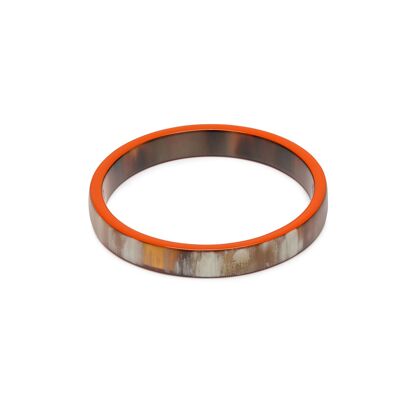 Bracciale rigido naturale sottile arancione e marrone