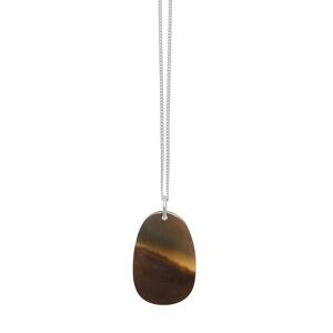 Pendentif corne ovale marron - Argent