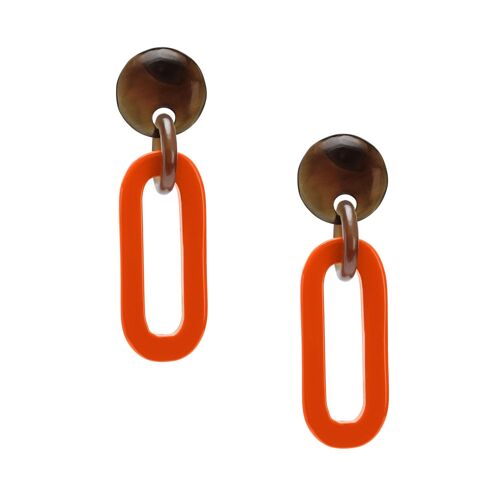 Orange lacquered Oblong link earrings