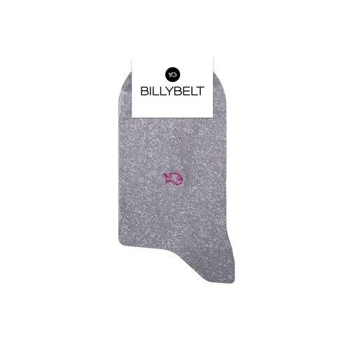 Chaussettes pailletées en coton peigné Unies - Gris