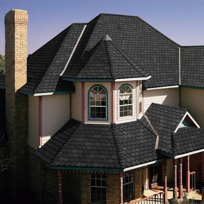 Livingandhome Fishscale-5 Tab Roofing Felt Shingles Roof Tiles Lightweight Shingles 18pcs/Pack Dark Black