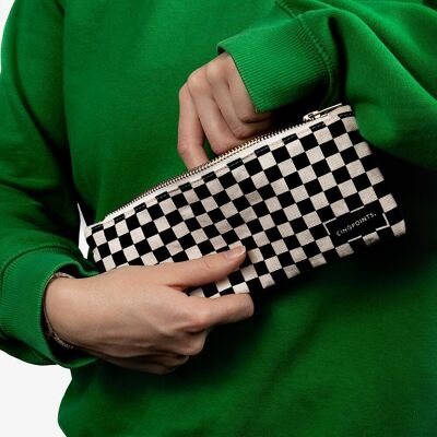 Cotton pencil case with checkerboard pattern, Father's Day gift