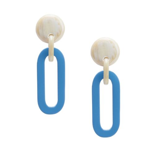 Blue lacquered Oblong link earrings