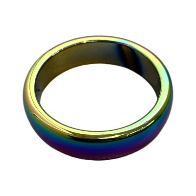 Anillo de cristal curvado de hematita - Talla 9 - Aura