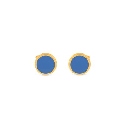 Gold and blue enamel stud earring