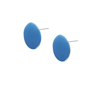 Boucle d'oreille disque en corne bleue 2
