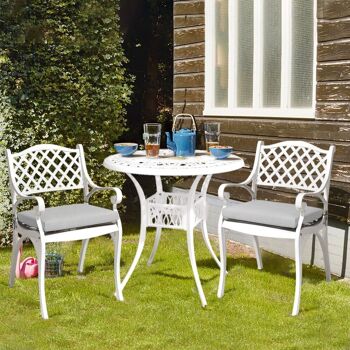 Livingandhome Lot de 5 chaises de jardin en fonte d'aluminium avec table bistro 1