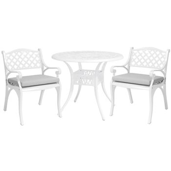 Livingandhome Lot de 5 chaises de jardin en fonte d'aluminium avec table bistro 2