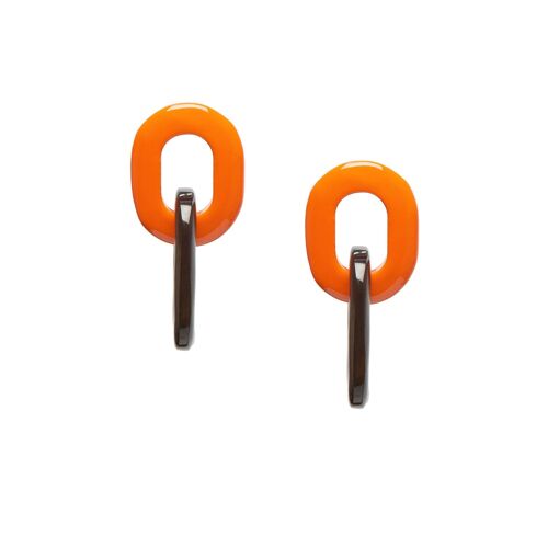 Orange and brown double link earring