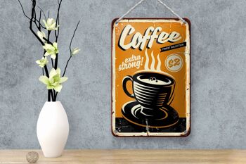 Plaque en tôle rétro 12x18cm café extra fort décoration café 4