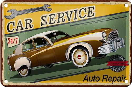 Blechschild Retro 18x12cm Car Service 24/7 Auto repair Dekoration