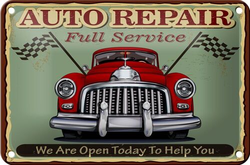 Blechschild Retro 18x12cm Auto repair full Service Dekoration