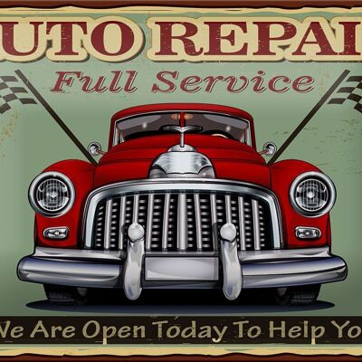 Blechschild Retro 18x12cm Auto repair full Service Dekoration