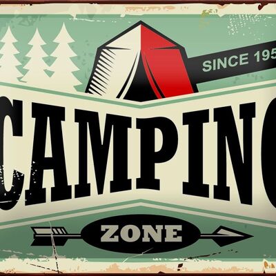 Blechschild Retro 18x12cm Camping Zone Outdoor Abenteuer Dekoration