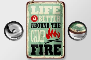 Panneau en étain rétro 12x18cm, Camping, feu de camp, la vie est meilleure, décoration 2