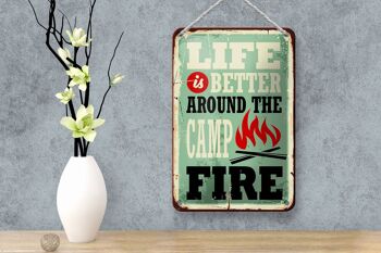 Panneau en étain rétro 12x18cm, Camping, feu de camp, la vie est meilleure, décoration 4
