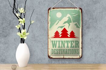 Signe en étain rétro 12x18cm, décoration d'aventure de destinations d'hiver de ski 4