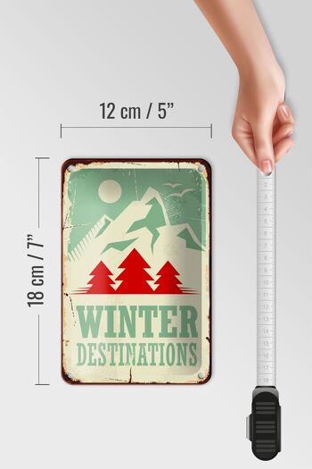 Signe en étain rétro 12x18cm, décoration d'aventure de destinations d'hiver de ski 5
