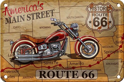 Blechschild Motorrad 18x12cm America`s main street route 66 Dekoration