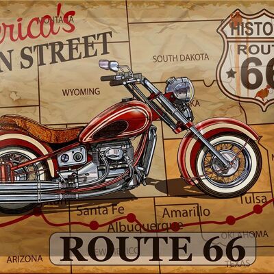 Metal sign motorcycle 18x12cm America`s main street route 66 decoration