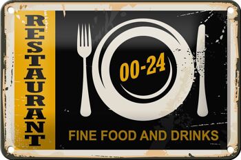 Signe en étain rétro 18x12cm, décoration de Restaurant, nourriture fine, boissons 1